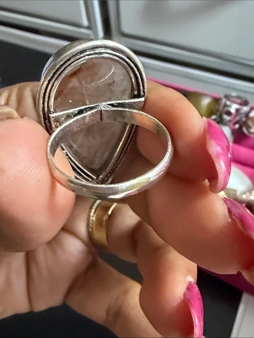 925 silver Teardrop Clear and Amber Crystal Statement Ring - Women Jewelry